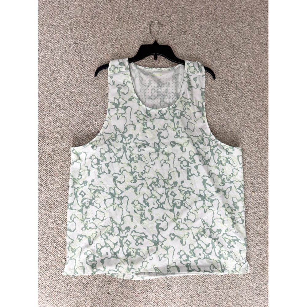 Tek Gear Workout Tank Top Womens XL Green White Abstract Print Racerback NWT